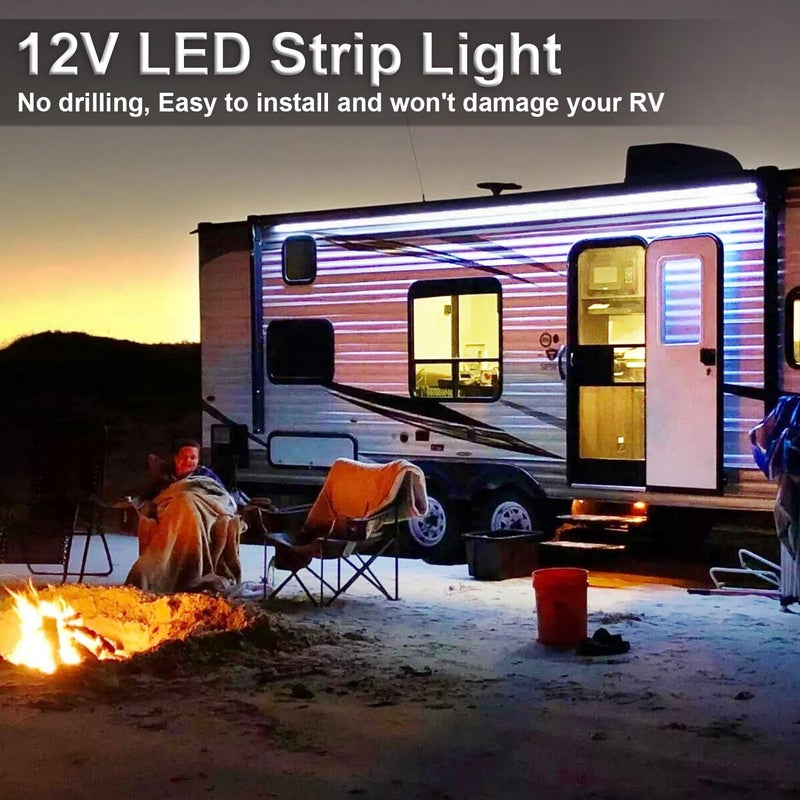CCBASEBALL 20FT RV Awning Lights, IP68 Waterproof Camper Awning Lights, 12v White Rv Led Strip Lighting for Motorhome Travel,Travel Trailers, Camper, Food Trucks - Image 5